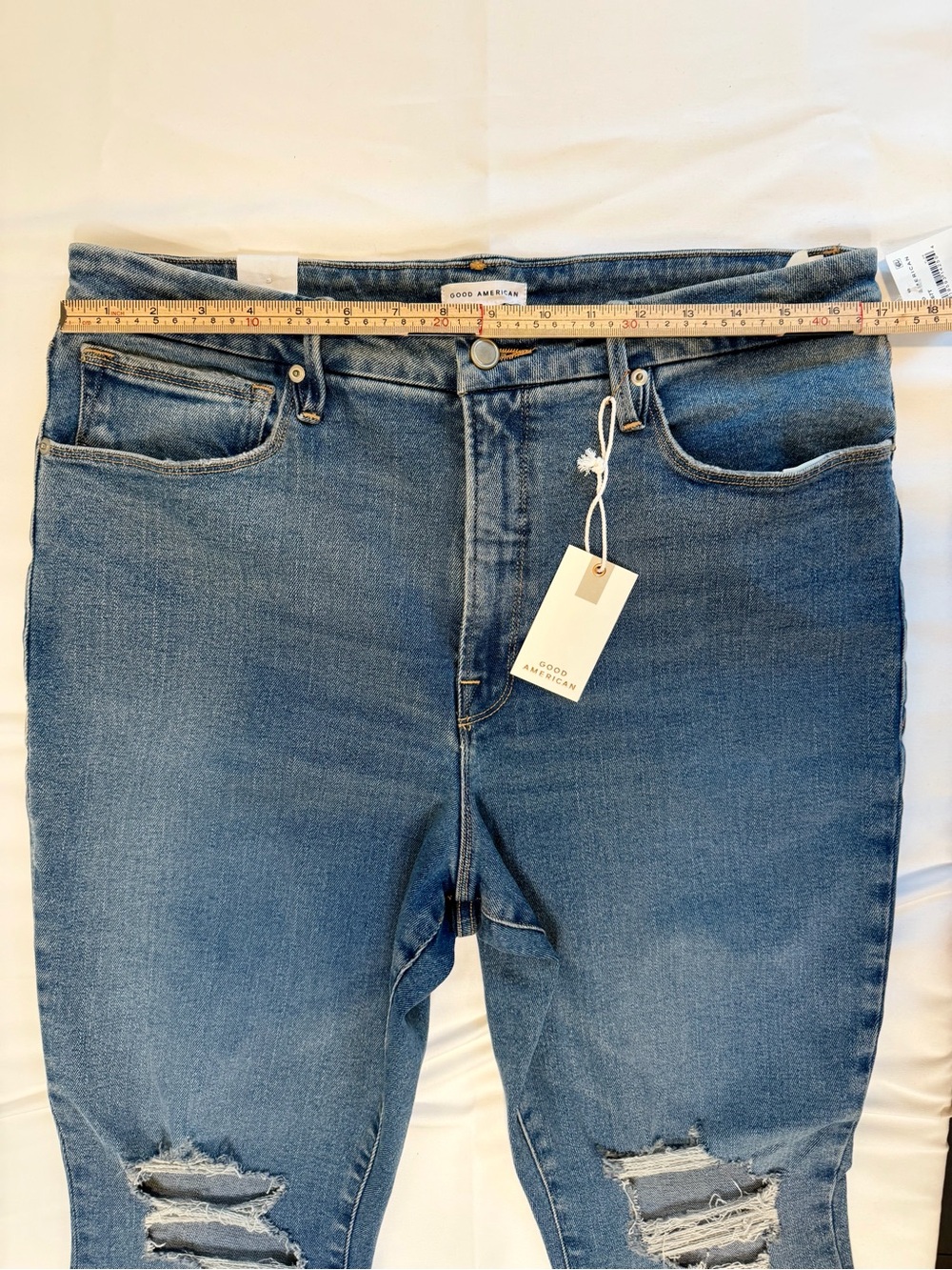 Good American Good Vintage Straight Leg Jeans - Light Blue Wash Size 15 NWT - Picture 9 of 9